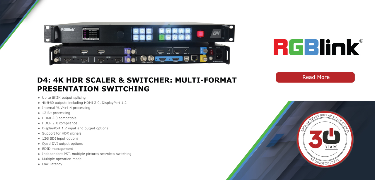 D4: 4K HDR Scaler & Switcher: multi-format presentation switching